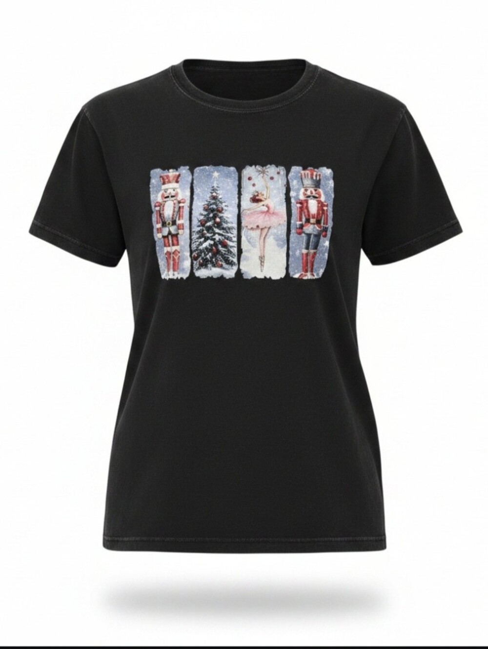 Black Holiday Nutcracker & Ballerina Graphic Tee